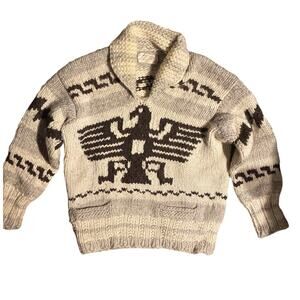 VTG Longhouse Wool Cowichan Phoenix Sweater Made In Canada Ethic Folk XL